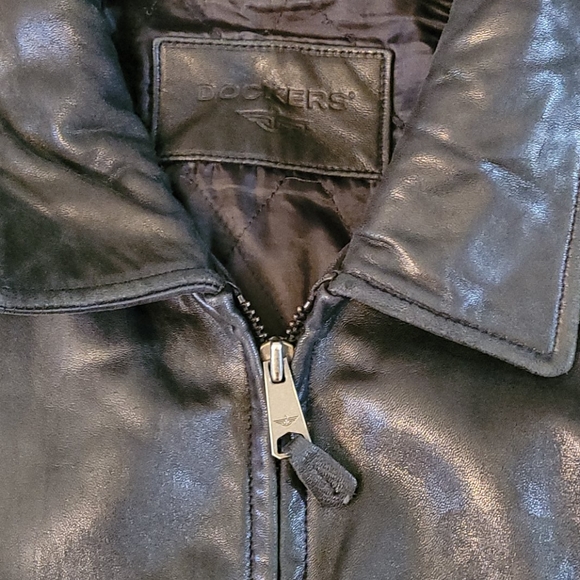 Soft black Dockers 4 pocket Med leather jacket